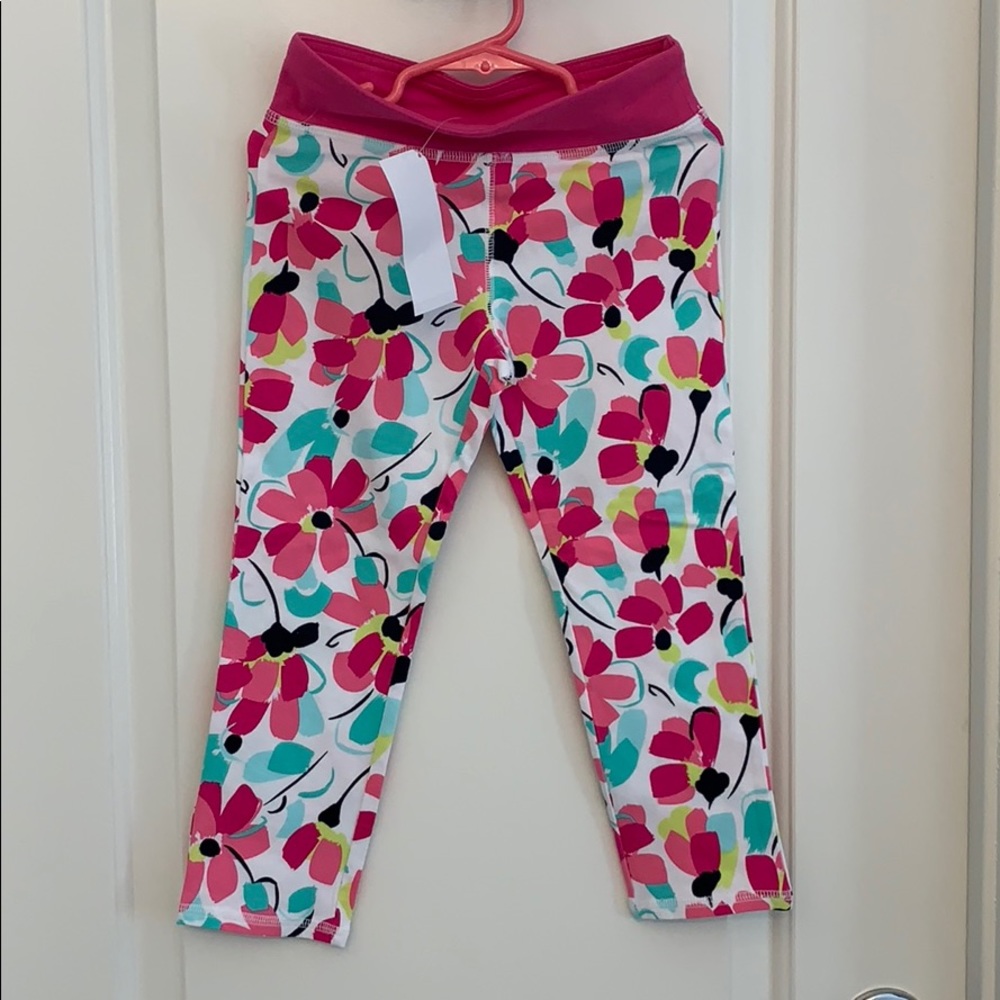GYMBOREE Girl’s Capri Pink Floral Leggings Size 6 NWT